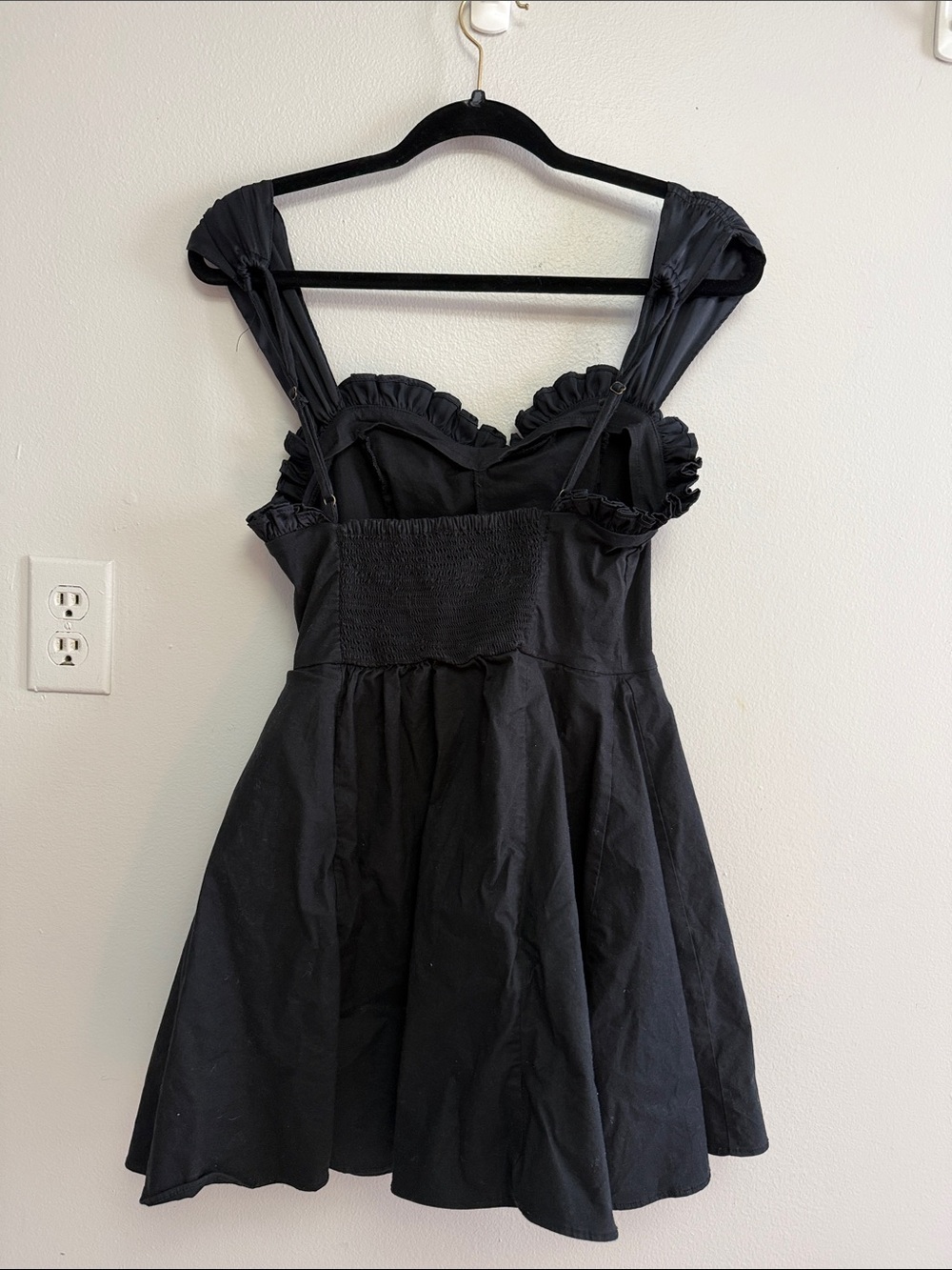 Black Ruffle-Edge Heart Neckline Mini Fit & Flare Skater Dress - Picture 3 of 3
